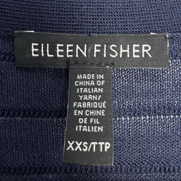 Eileen Fisher Womens Cardigan XXS Blue Open Front Rib Knit Long Line Oversized - Picture 4 of 5